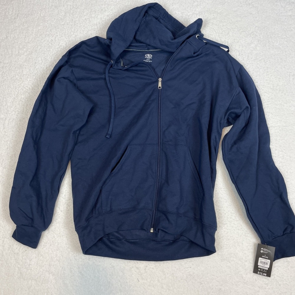 Athletic Works Boys Large 42-44 Blue Fleece Full Zip Hooded Jacket NWT